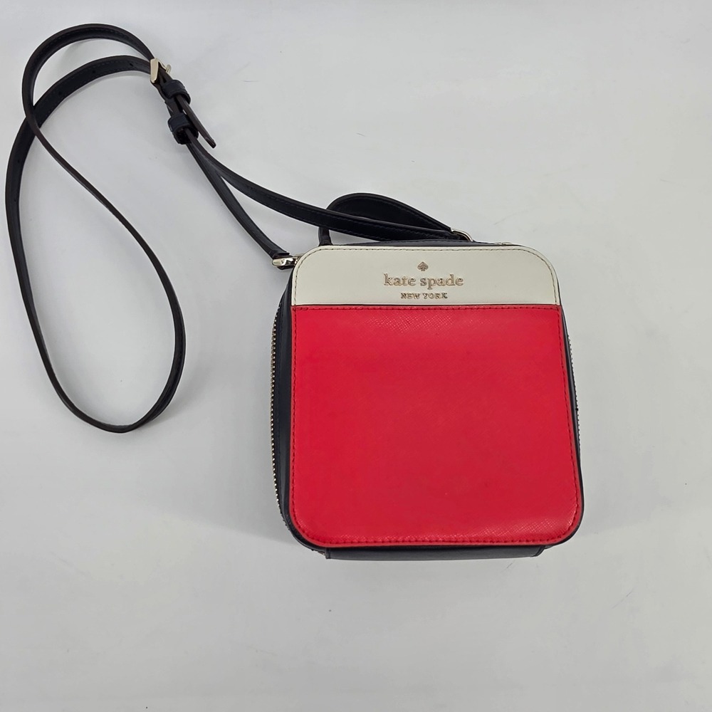 Kate Spade Colorblock Saffiano Leather Crossbody Bag Red White Blue